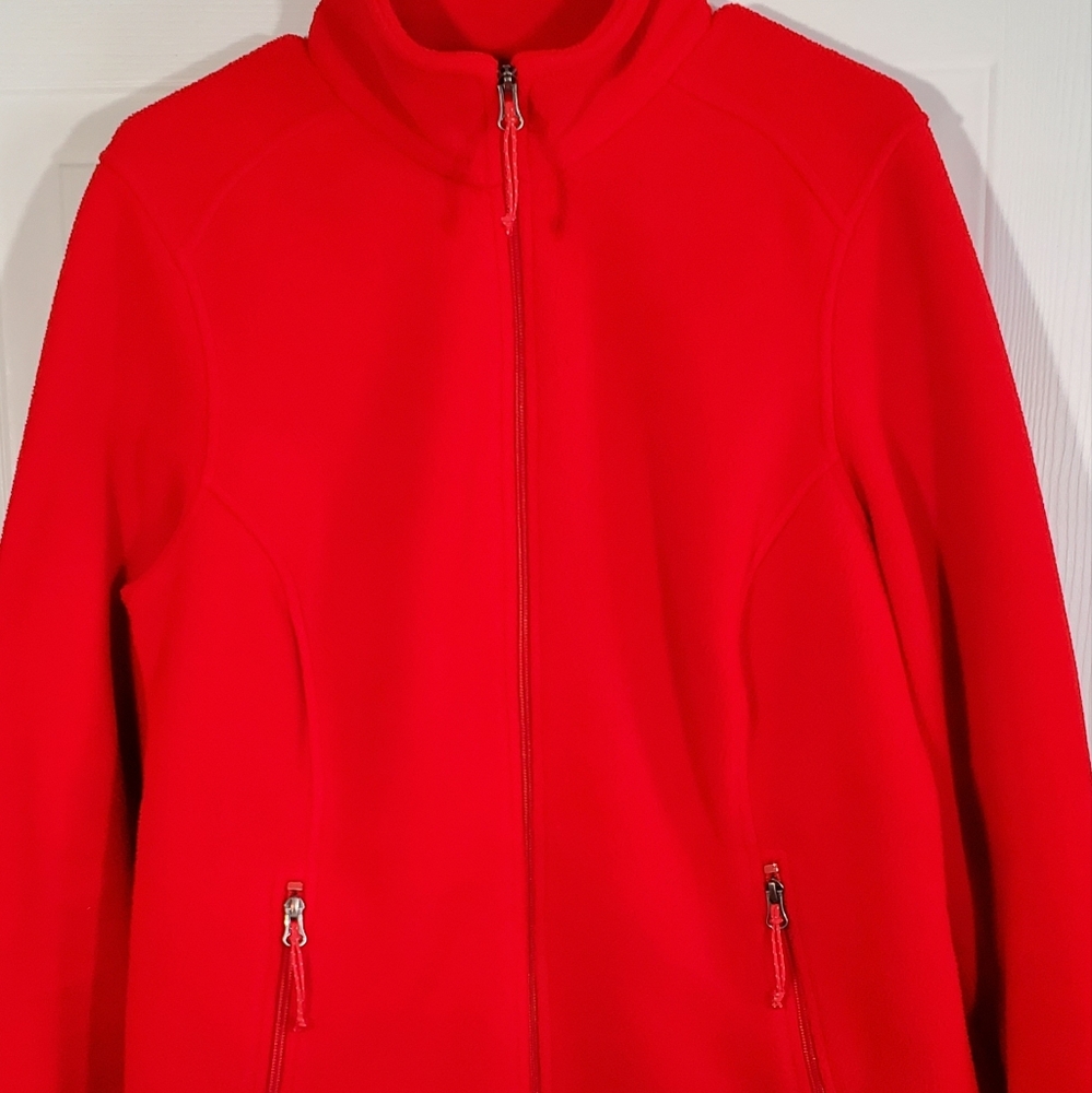 Women's L.L.Bean Sweater Fleece Full-Zip Jacket polartec - Red- size Medium.